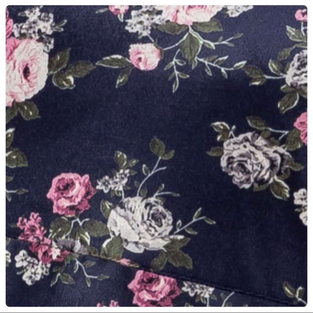 3 total- Navy Floral Velvet Cute Women's Dress - Picture 7 of 7